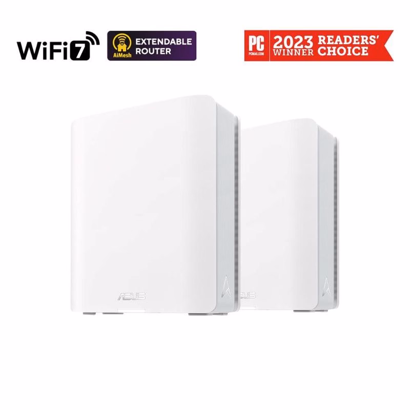 ASUS ZenWifi BT8 2-pack, WiFi7 Extendable Router, AiMesh, 1x WAN, 3x LAN, 1x 3.0