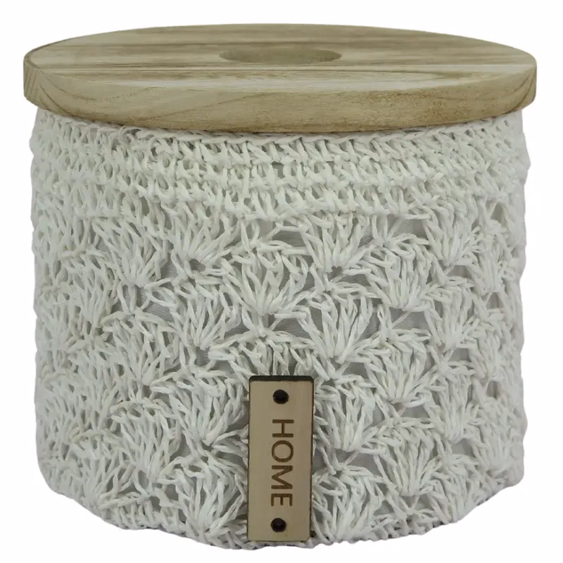 Okrúhly háčkovaný košík m.pr.21cm h18cm