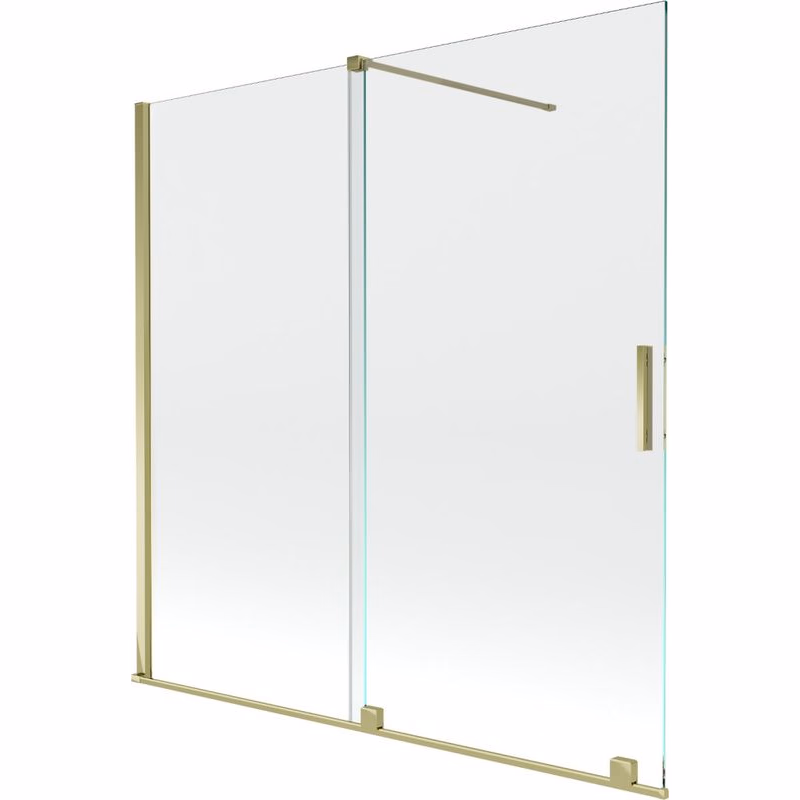 MEXEN/S - Velar Dvojkrídlová posuvná vaňová zástena 160 x 150, transparent, zlatá 896-160-000-01-50