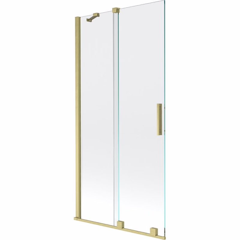 MEXEN/S - Velar Dvojkrídlová posuvná vaňová zástena 95 x 150, transparent, zlatá kartáčovaná 896-095-000-01-55