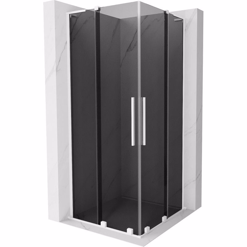 MEXEN/S - Velar L Duo sprchovací kút, posuvné dvere 90 x 90, grafit, biela 871-090-090-02-43-20