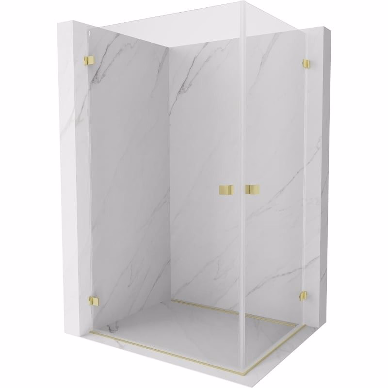 MEXEN/S - Lunar-B Duo sprchovací kút dvere krídlové 80 x 75, transparent, zlato kartáčovaná 832-080L-075P-55-00
