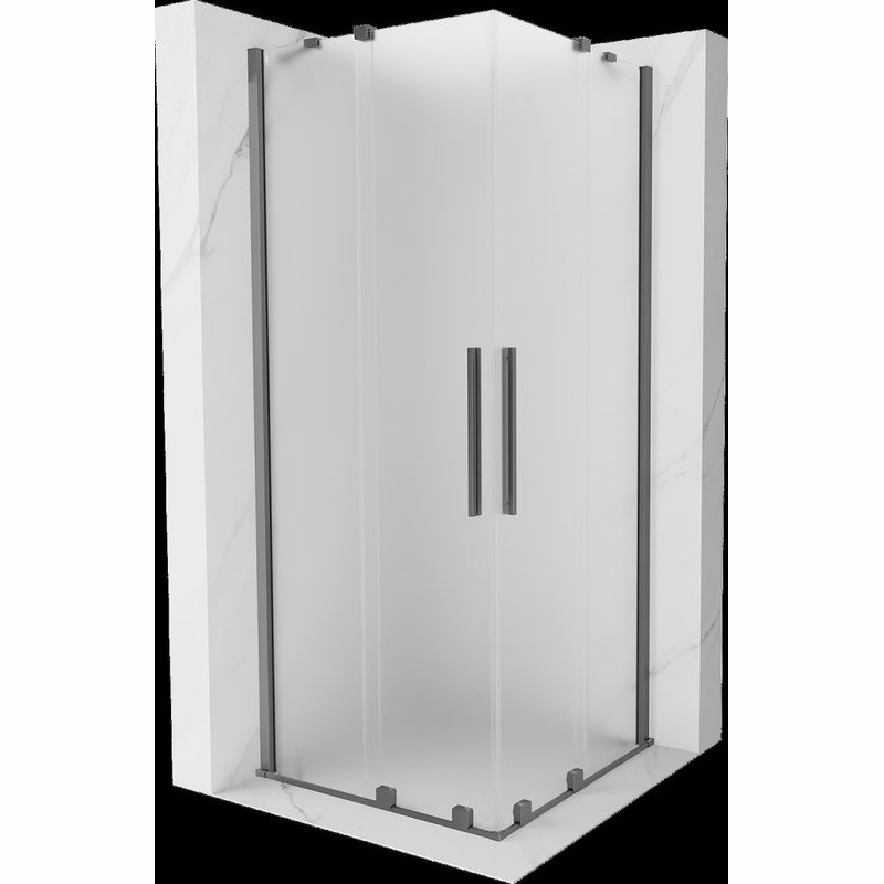 MEXEN/S - Velar Duo sprchovací kút, posuvné dvere 80 x 80, dekor, grafit metal 871-080-080-32-95