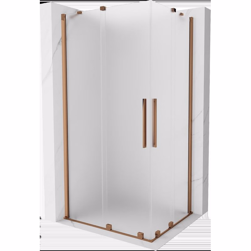 MEXEN/S - Velar Duo sprchovací kút, posuvné dvere 90 x 80, dekor, ružové zlato 871-090-080-32-60