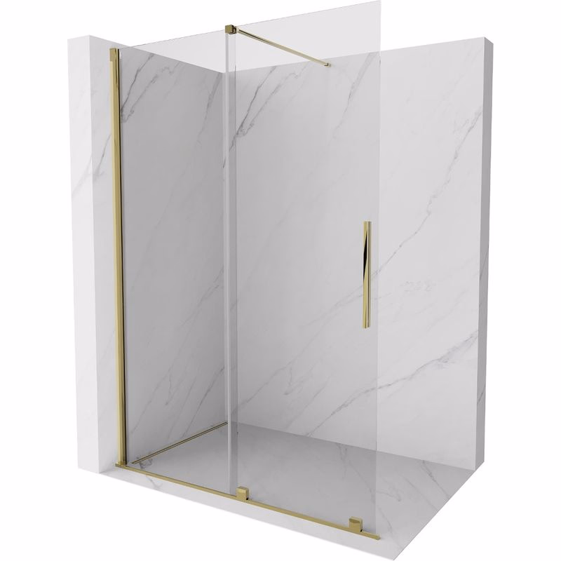 MEXEN/S - Velár posuvné sprchové dvere Walk-in 150, transparent, zlatá 871-150-000-03-50