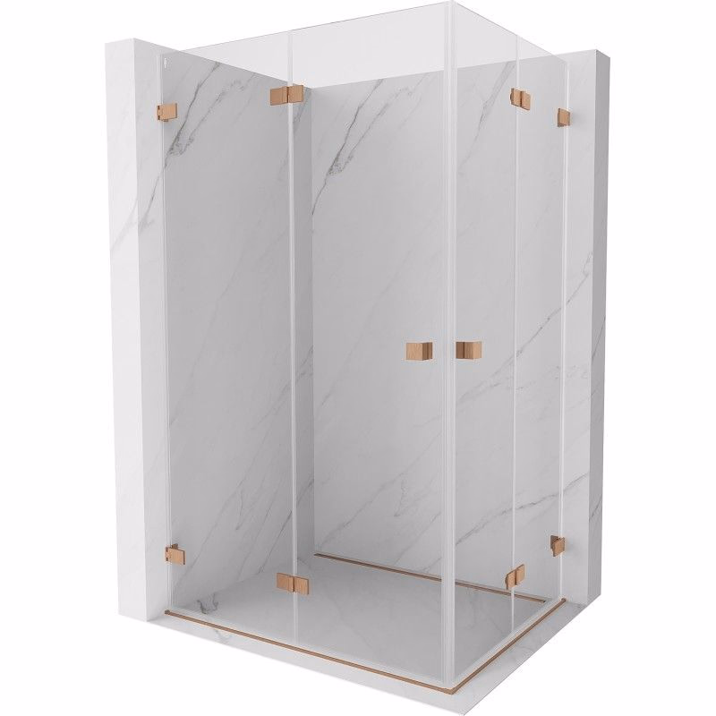 MEXEN/S - Lunar-F Duo sprchovací kút skladacie dvere 100 x 95, transparent, meď kartáčovaná 836-100L-095P-65-00