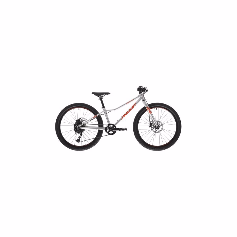 Juniorský horský bicykel AMULET 24 Youngster SH, alu brushed transparent red