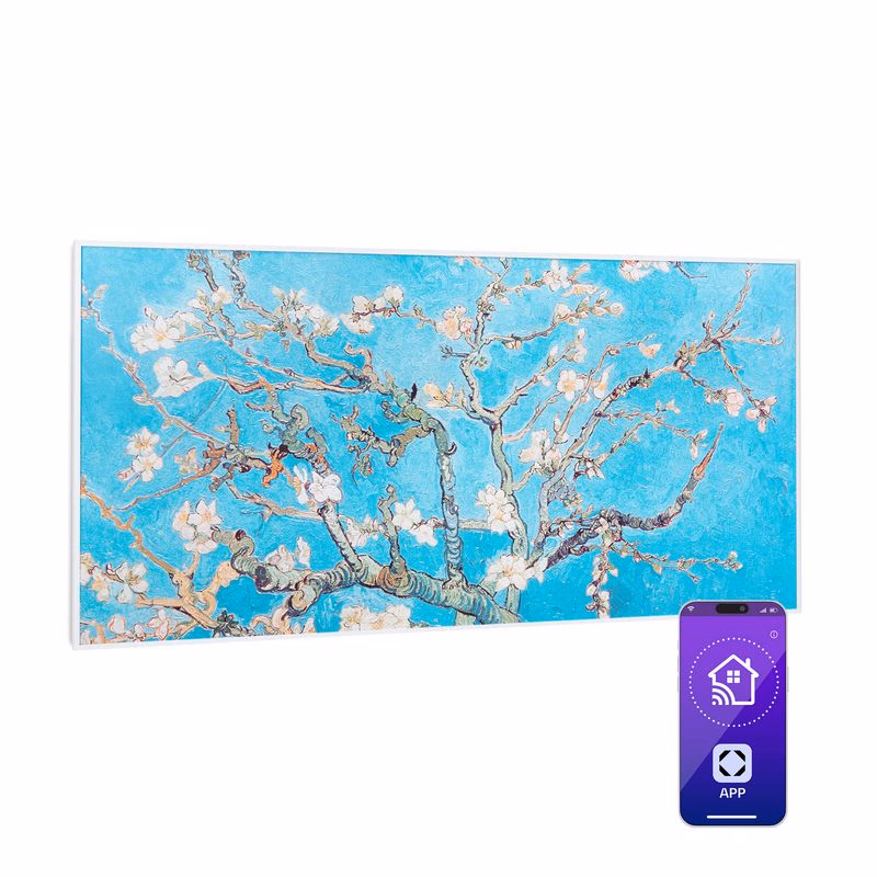 Klarstein Wonderwall Air Art Smart, infračervený ohrievač, 120 x 60 cm, 700 W, aplikácia, mandľový kvet