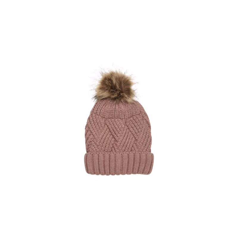 Dievčenská zimná čiapka COLOR KIDS Hat W. Detachable Fake Fur, burlwood