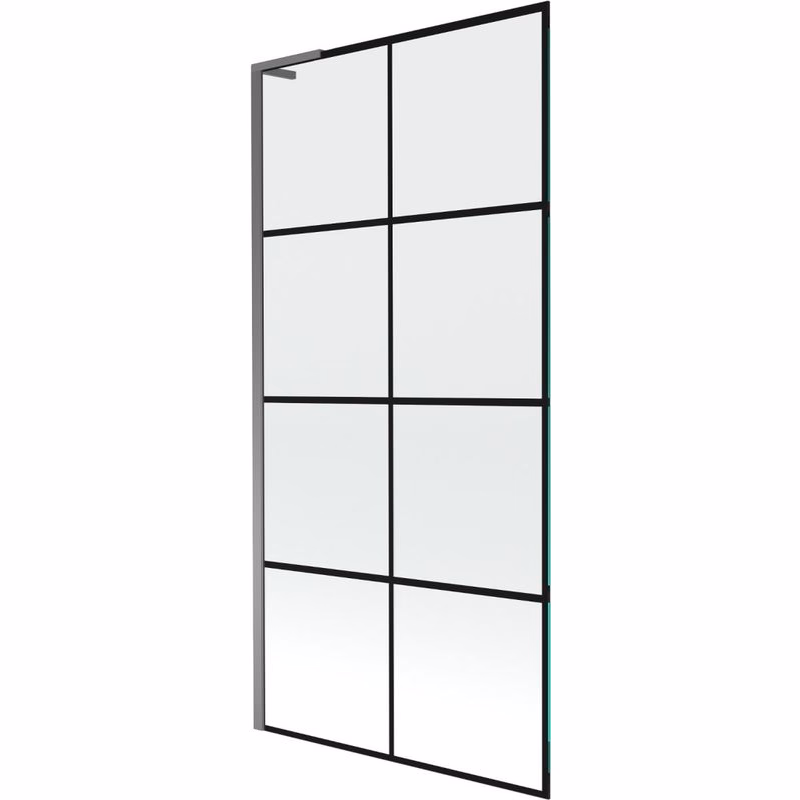 MEXEN/S - Next L vaňová zástena FIX 90 x 150, čierna vzor, grafit metal 895-090-000-03-77-95