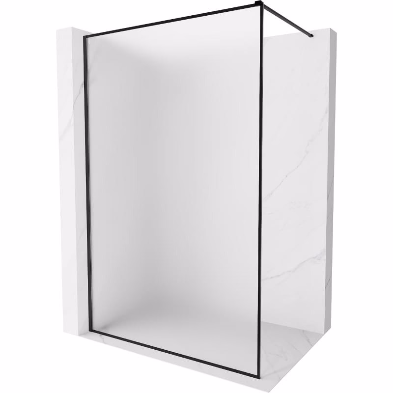 MEXEN/S - Kioto-F Sprchová zástena WALK-IN s rámom 90 x 202, dekor 8 mm, čierna 800-090-104-70-30