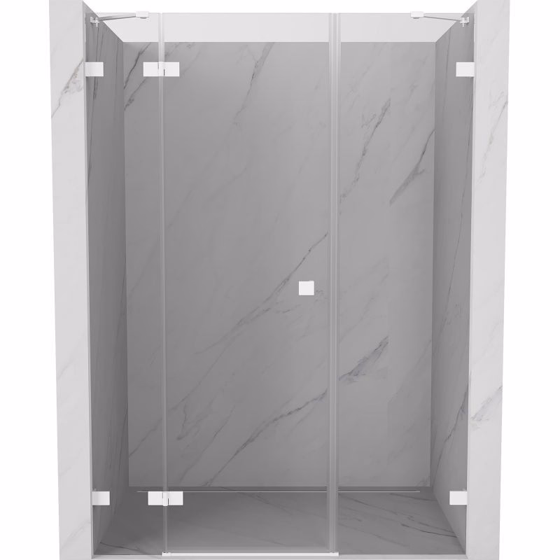 MEXEN/S - Lunar sprchové dvere krídlové ľavé 140, transparent, biela 834S-140-050-20-00-L