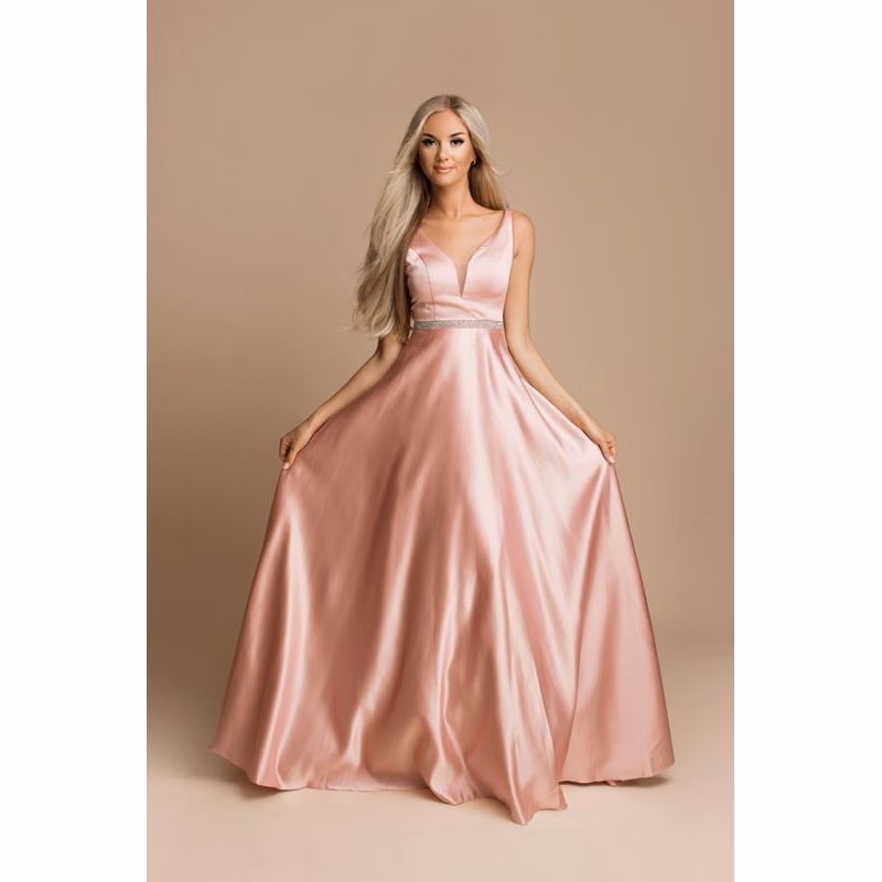 Eva & Lola Ružové spoločenské šaty s kamienkami Veľkosť: M