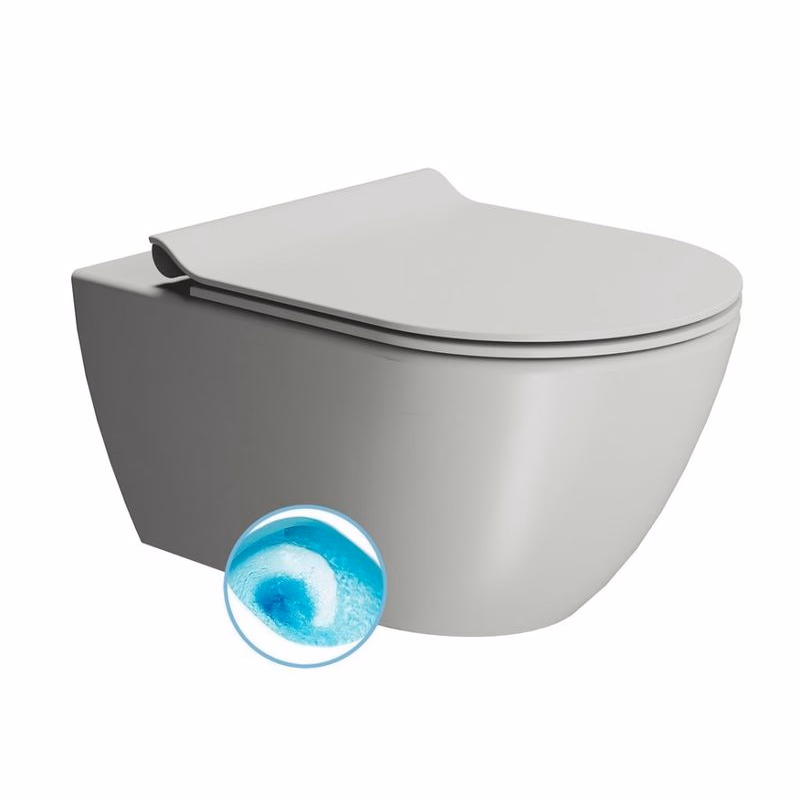 GSI - PURA závesná WC misa, Swirlflush, 36x55cm, Cenere dual-mat 881517