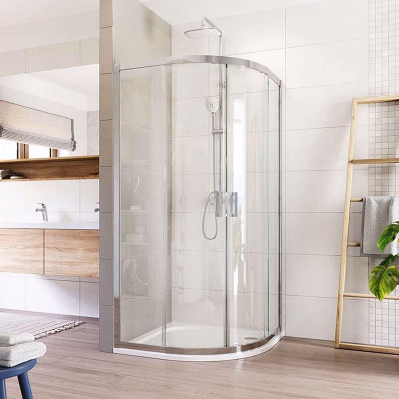 Mereo Sprchovací kút, Lima, štvrťkruh, R 550, zasúvací, 90x90 cm, chróm ALU, sklo Číre CK608B23K
