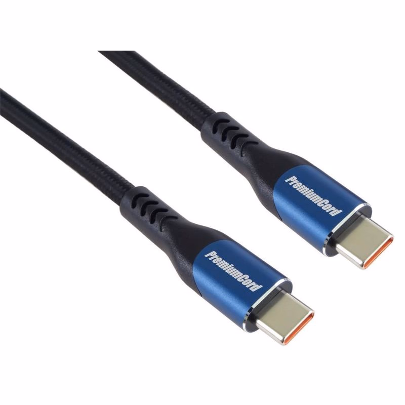 PremiumCord USB-C kábel (USB 3.2 GEN 2x2, 5A, 100W, 20Gbit/s) 1m, bavlnený oplet