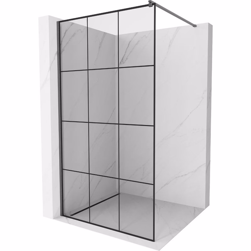 MEXEN/S - Kyoto Sprchová zástena WALK-IN 100 x 200, čierny vzor 8 mm, grafit kartáčovaná 800-100-101-66-77