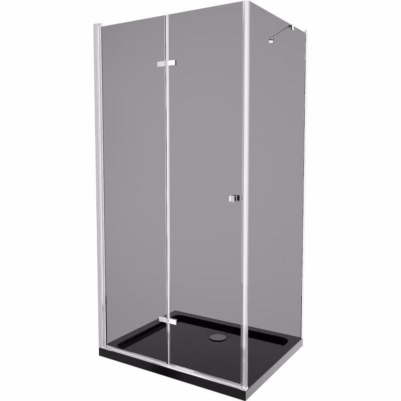 MEXEN/S - Lima sprchovací kút 90x100, grafit, chróm + čierna vanička so sifónom 856-090-100-01-40-4070
