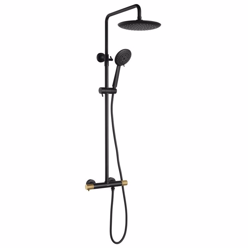 SAPHO - SOLARIS sprchový stĺp s termostatickou batériou, čierna/zlato mat WD139G