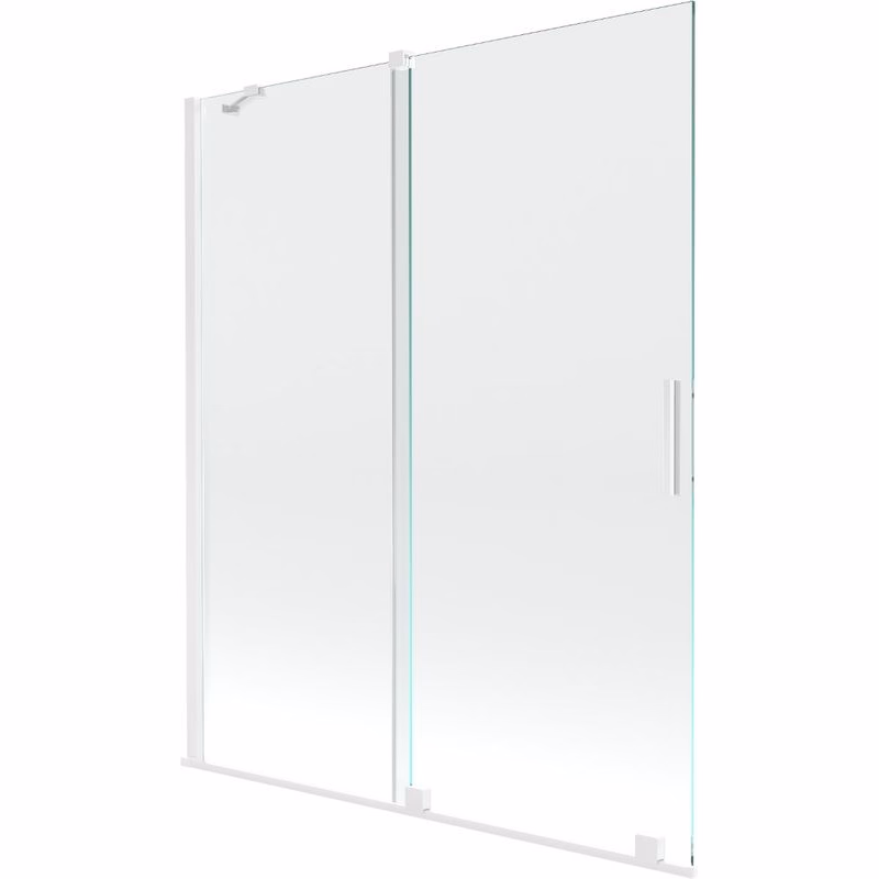 MEXEN/S - Velar Dvojkrídlová posuvná vaňová zástena 140 x 150, transparent, biela 896-140-000-01-20