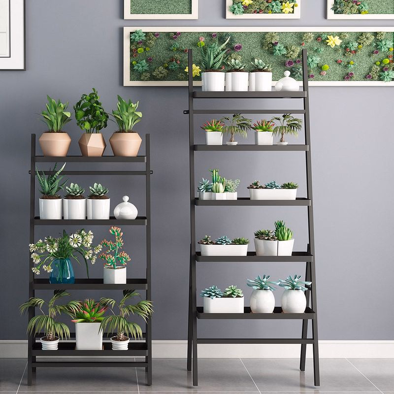 Čierny kovový stojan na kvety "Stufen"