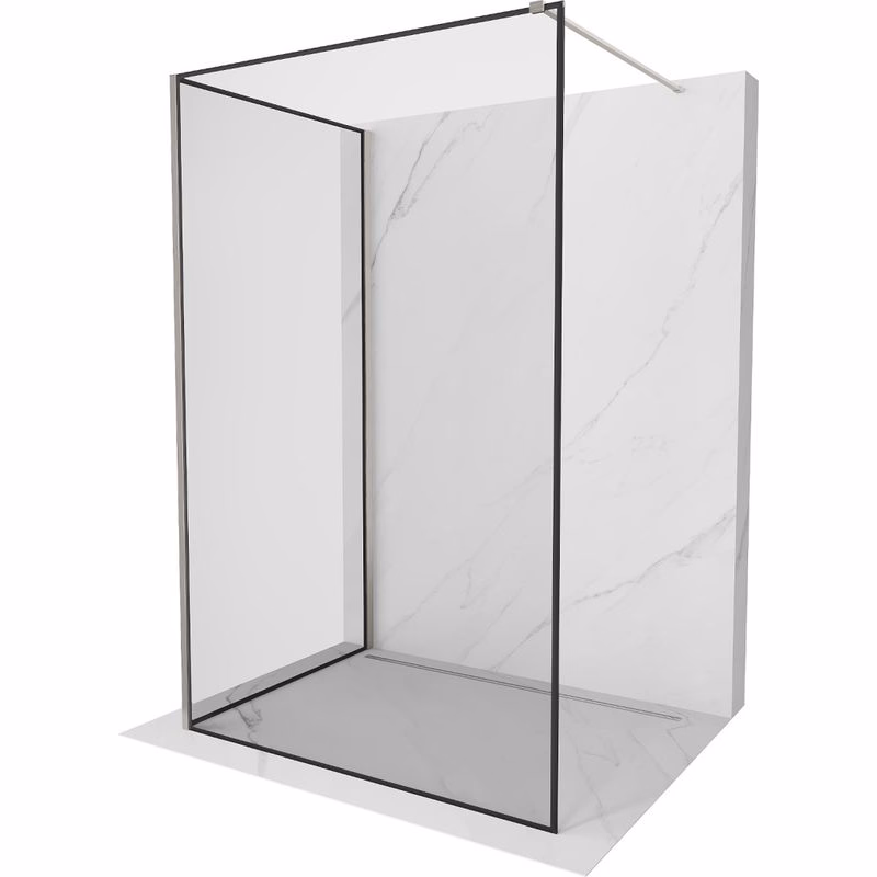 MEXEN/S - Kioto Sprchová zástena WALK-IN 100 x 80, čierny vzor, nikel kefovaná 800-100-212-97-70-080