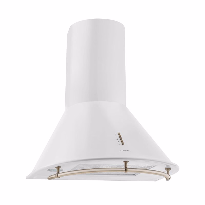 Klarstein Lumio Neo, digestor, 60 cm, komínový, 615 m³/h, retro dizajn, nehrdzavejúca oceľ, biely