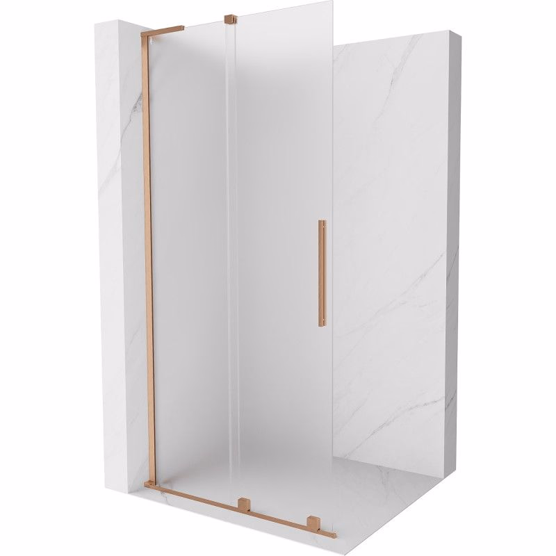 MEXEN/S - Velar L Sprchová zástena posuvná Walk-in 90 x 200, dekor 8 mm, meď kartáčovaná 871-090-003-33-65