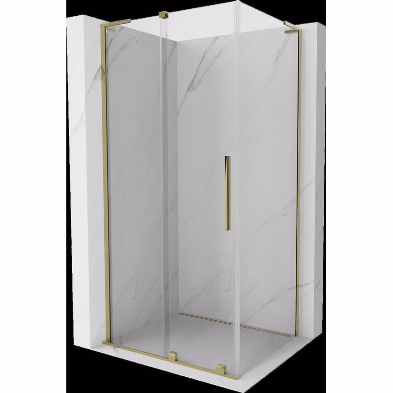 MEXEN/S - Velar L sprchovací kút, posuvné dvere 120 x 75, transparent, zlato 871-120-075-03-50
