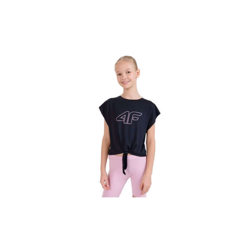 Dievčenské tréningové tričko s krátkym rukávom 4F JUNIOR TSHIRT FNK F1184-20S-DEEP BLACK