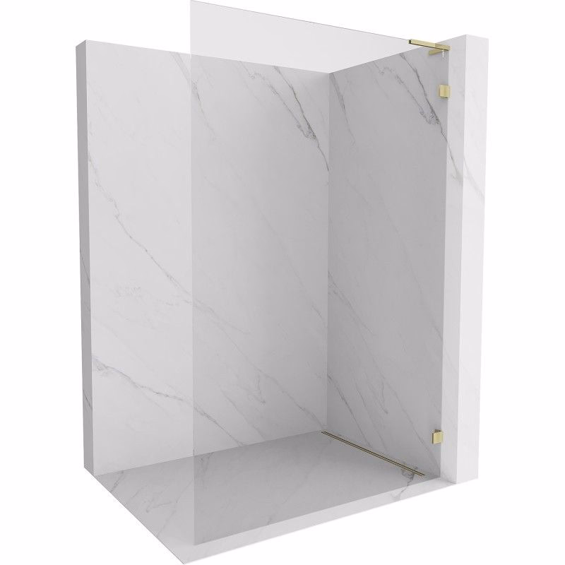 MEXEN/S - Lunar L Sprchová zástena WALK-IN pravá 50 x 200, transparent 8 mm, zlato 830L-050-000-50-00-P