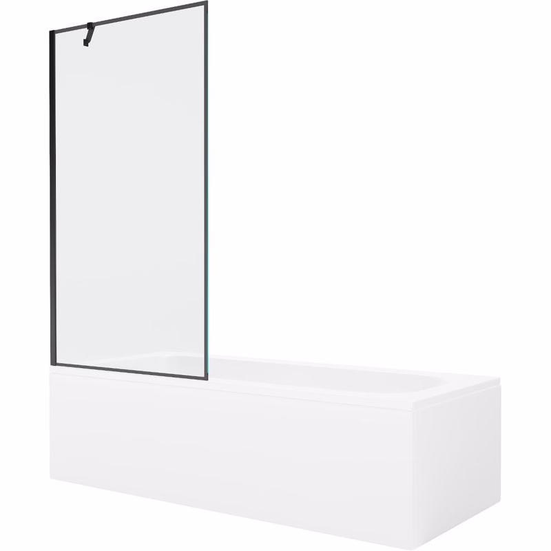 MEXEN/S - Vega obdĺžniková vaňa 150 x 70 cm s panelom + vaňová zástena 90, čierna vzor 550115070X9509007070