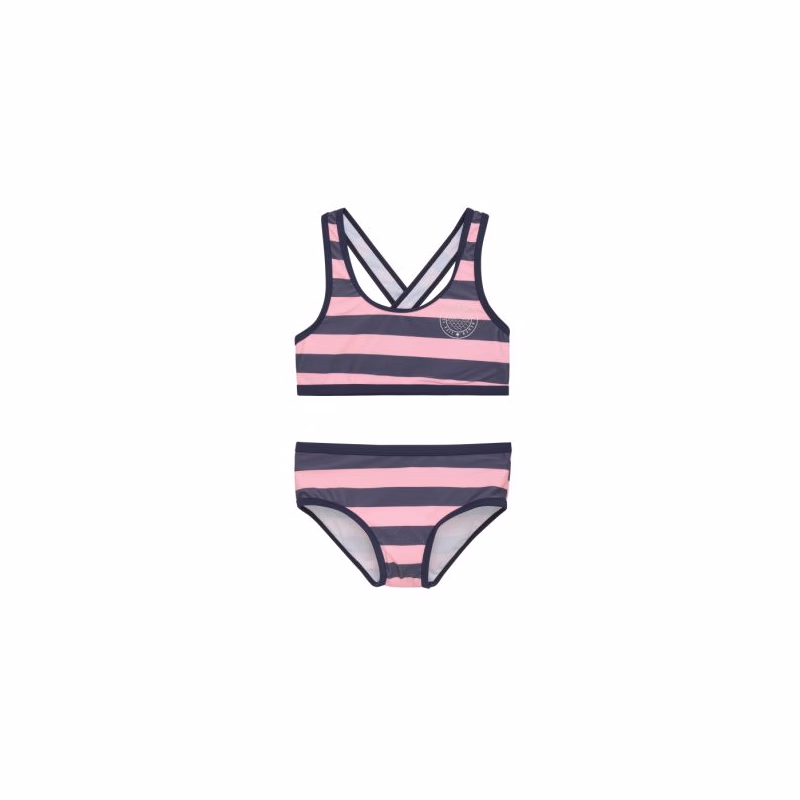 Dievčenské plavky COLOR KIDS Bikini W. Chest print, AOP, vintage indigo