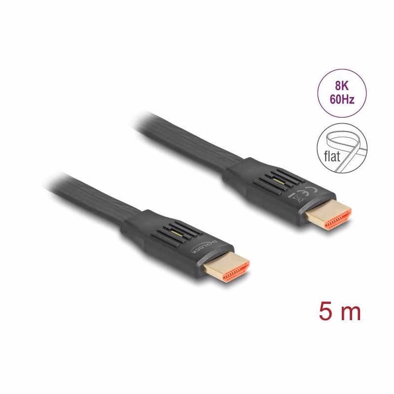 Delock High Speed HDMI Plochý stuhový kábel 48 Gbps 8K 60 Hz 5 m