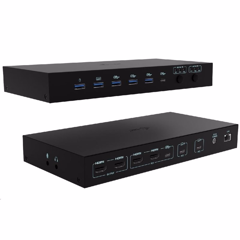 i-tec USB-C KVM Docking station pre 3 Hosts, Dual Display, Power Delivery 1x 92W/2x 65W