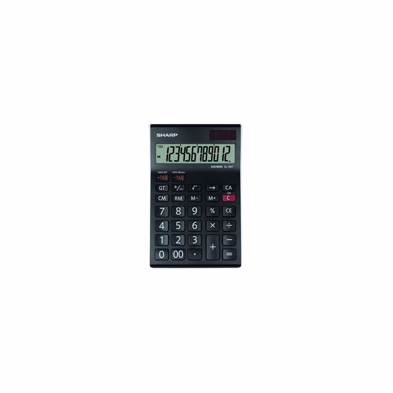 Sharp Kalkulačka EL-125TWH, černo-biela, stolová, dvanásťmiestna