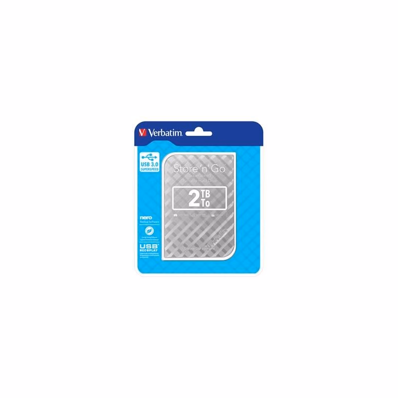 Verbatim externý pevný disk, Store N Go, 2.5", USB 3.0 (3.2 Gen 1), 2TB, 53198, striebra
