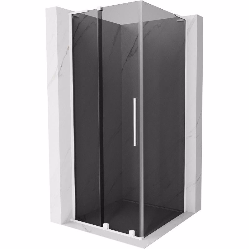 MEXEN/S - Velar L sprchovací kút, posuvné dvere 120 x 120, grafit, biela 871-120-120-43-20