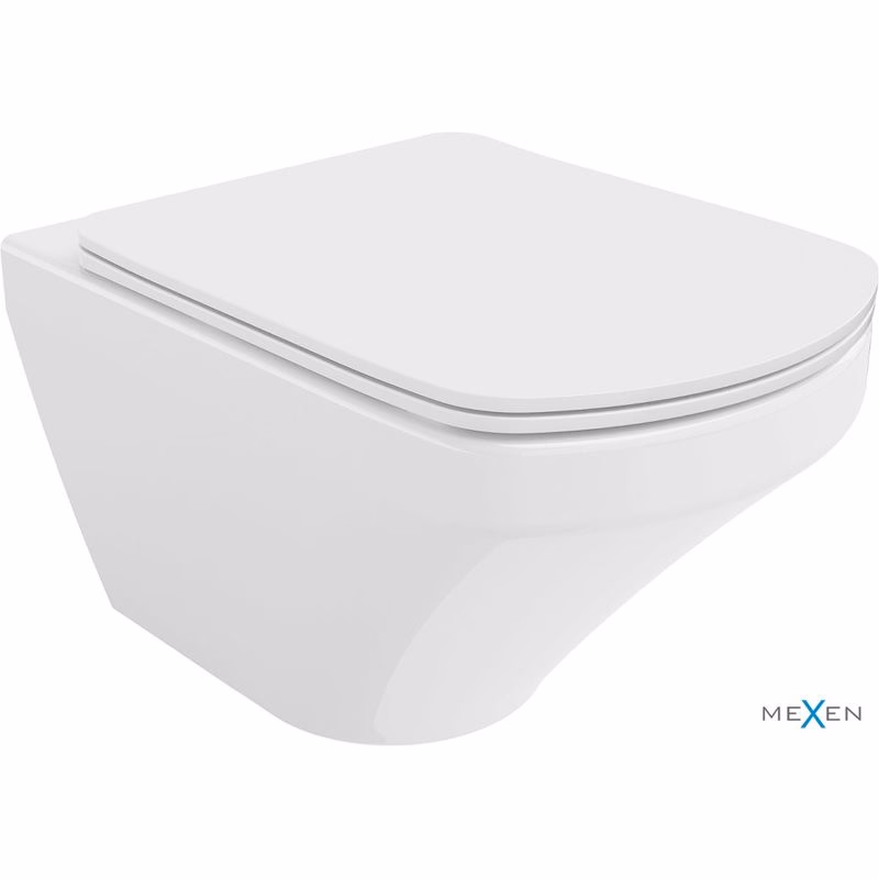 MEXEN - Vito závesná WC misa Rimless vrátane sedátka s slow-slim, Duroplast, biela 30174000