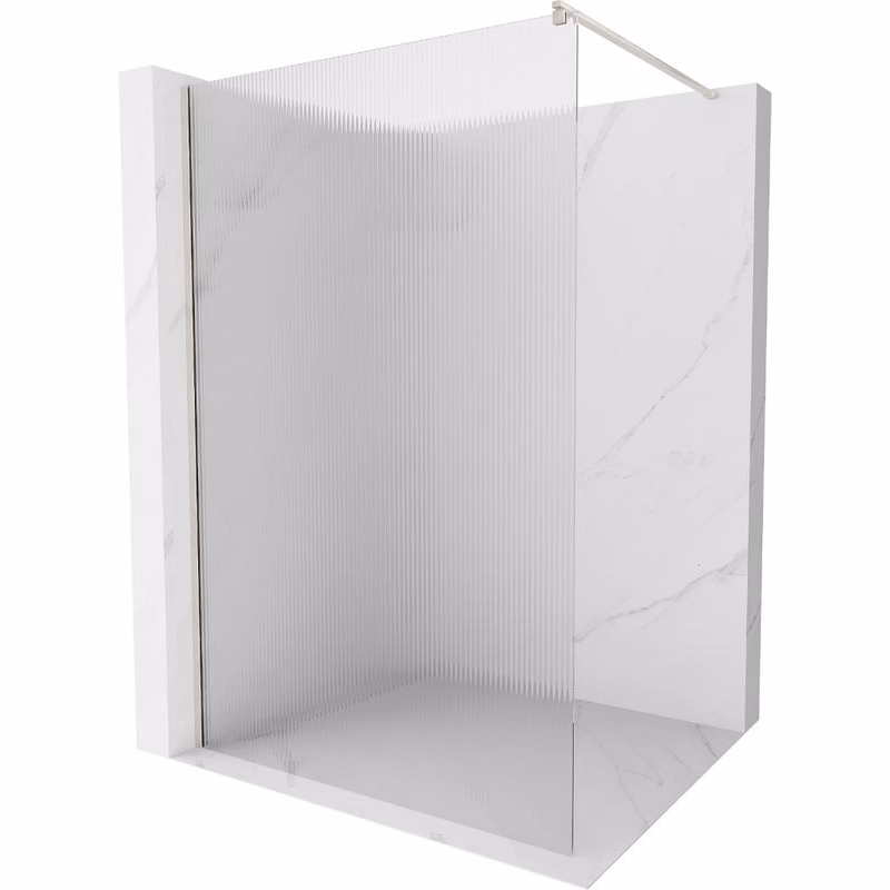 MEXEN/S - Kioto Sprchová zástena WALK-IN 110 x 200, prúžky 8 mm, nikel kartáčovaný 800-110-101-97-09