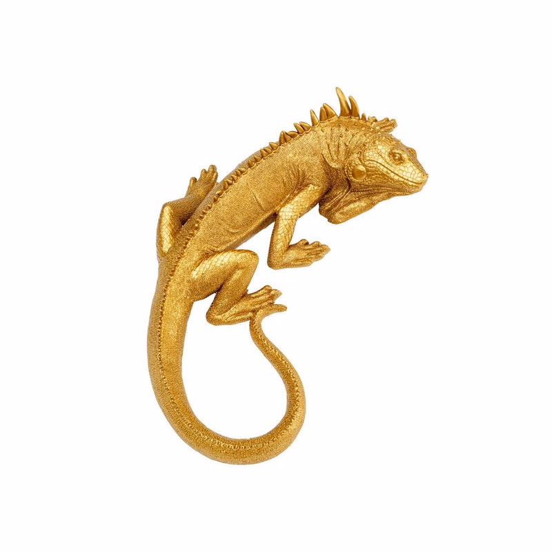 Lizard nástenná dekorácia zlatá 40x17 cm