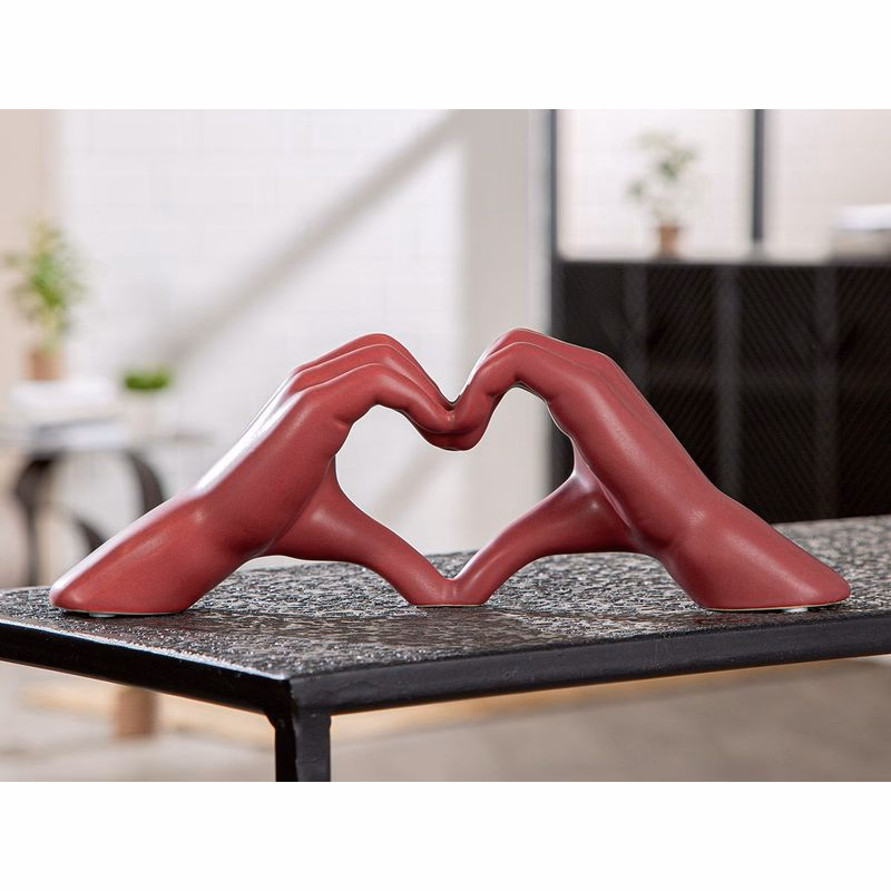 Ozdobné srdce s motívom ruky, červené "Heart"