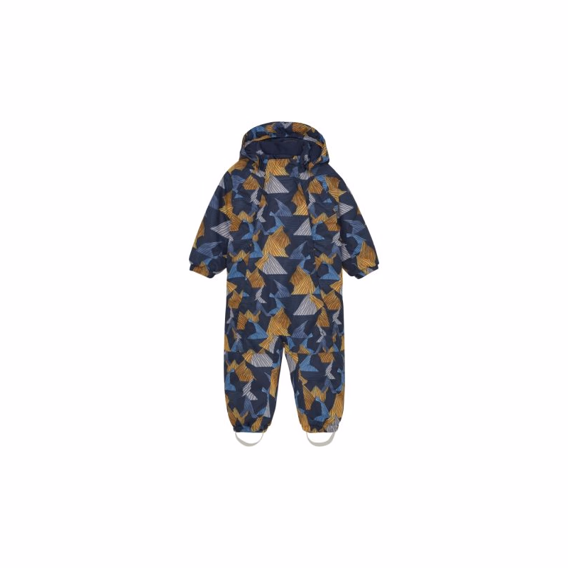 Detský zimný overal COLOR KIDS Coverall W. 2 ZIP- AOP-741592.3520-Orange Pop