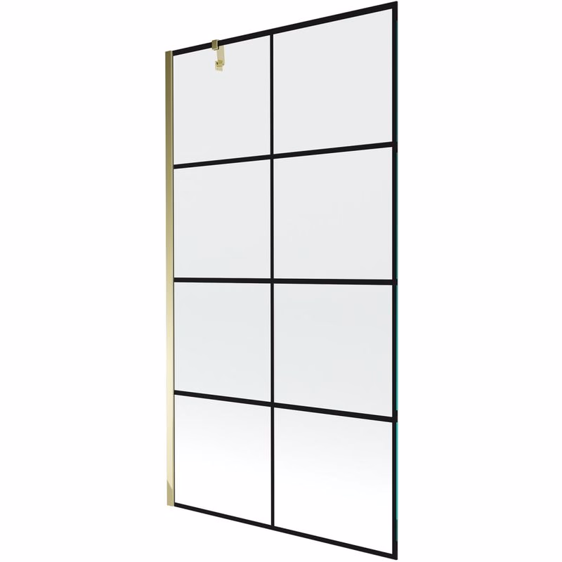 MEXEN/S - Next vaňová zástena FIX 100x150, čierny dekor, zlato 895-100-000-00-77-50