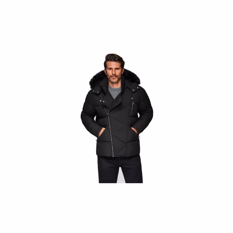 Pánska bunda s kapucňou OMBRE Jacket OM-JAHP-0252 V-1 black