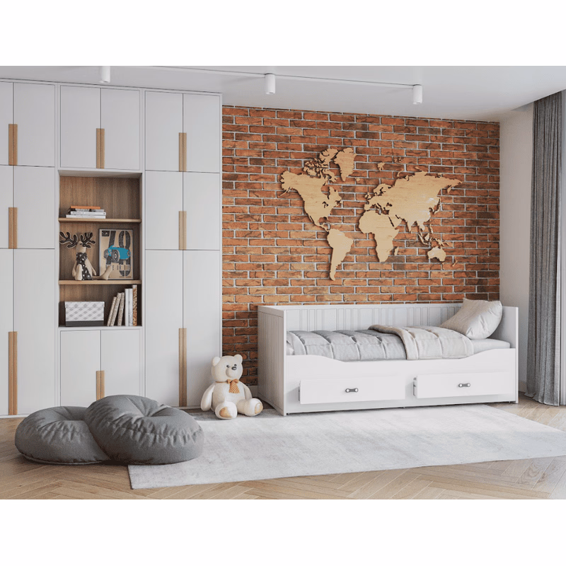 ArtAJ Rozkladacia posteľ EMMELINE s matracom | biela 80 x 200 cm