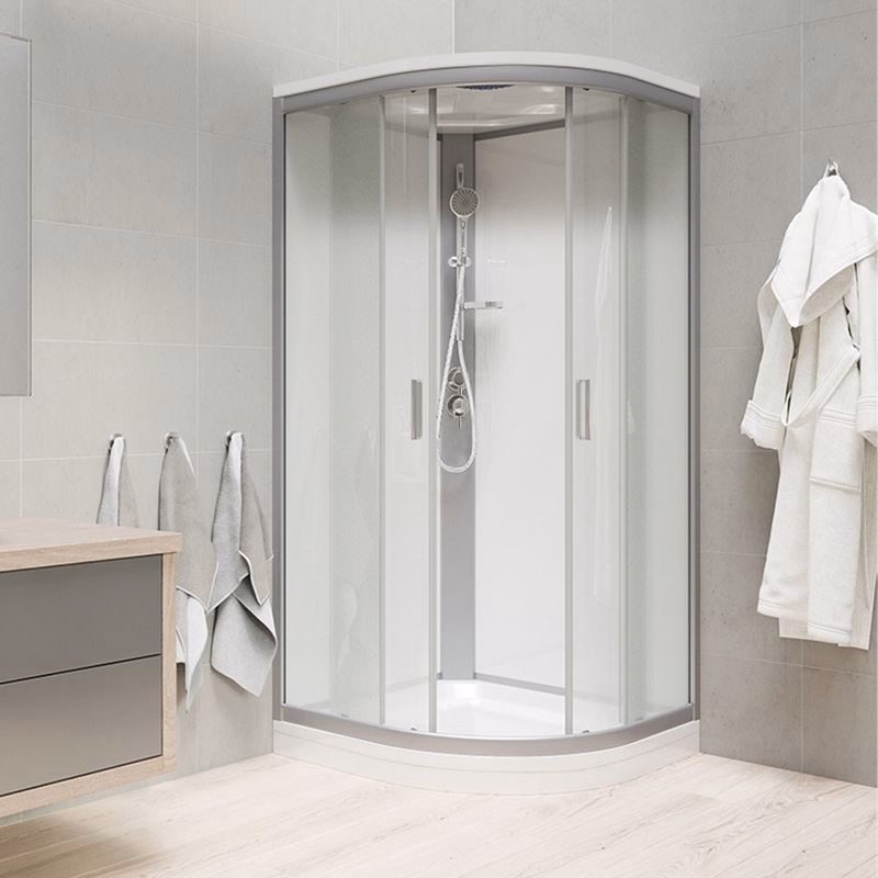 Mereo Sprchový box, štvrťkruh, 80 cm, satin ALU, sklo Point, z. steny bielej, liata vanička, so strieškou CK35172KMSW
