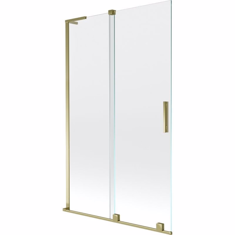 MEXEN/S - Velar L dvojkrídlová posuvná vaňová zástena 110 x 150, transparent, zlatá 896-110-003-01-50