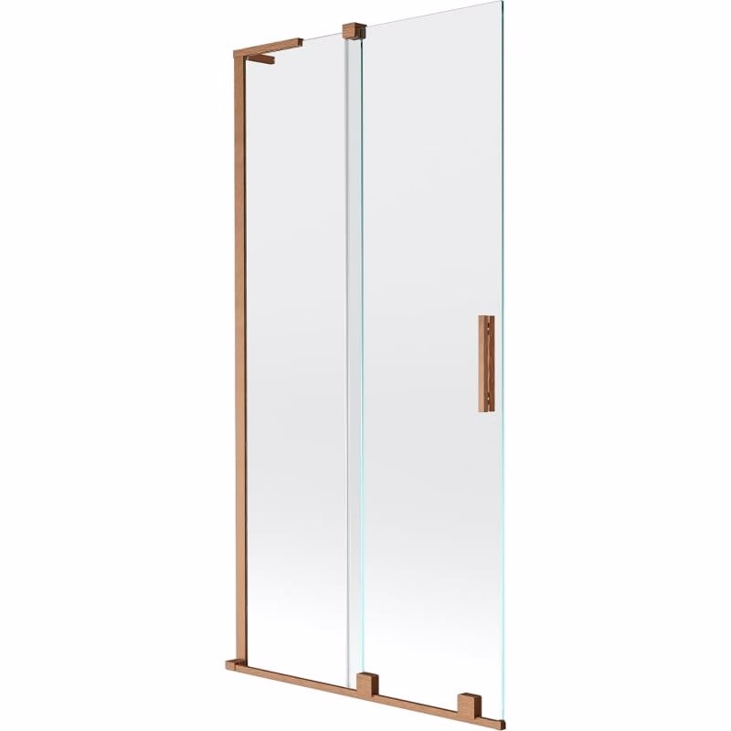 MEXEN/S - Velar L dvojkrídlová posuvná vaňová zástena 90 x 150, transparent, meď kartáčovaná 896-090-003-01-65