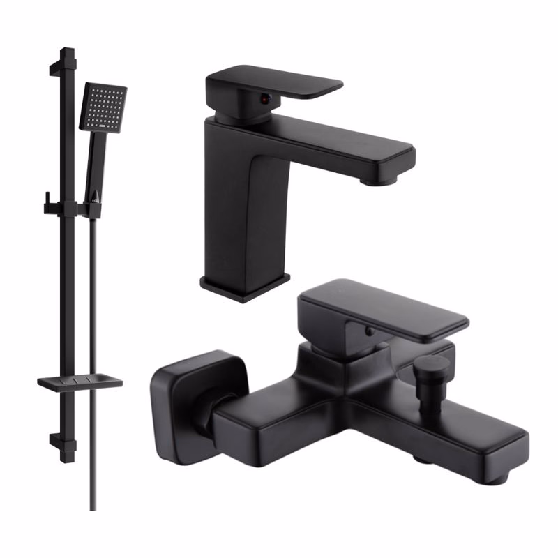 MEXEN/S - Cetus DQ45 SET vaňová a umývadlová batéria, čierna 744303DQ45-70